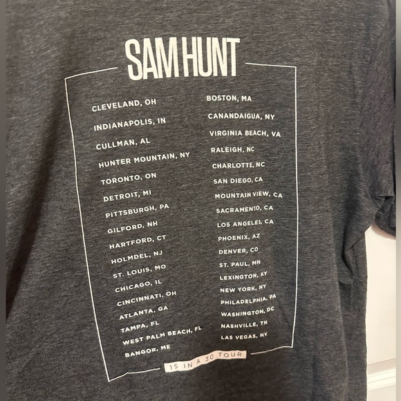 NWOT Sam Hunt XL men’s gray tshirt. 15 in a 30 concert tshirt. - Picture 4 of 5